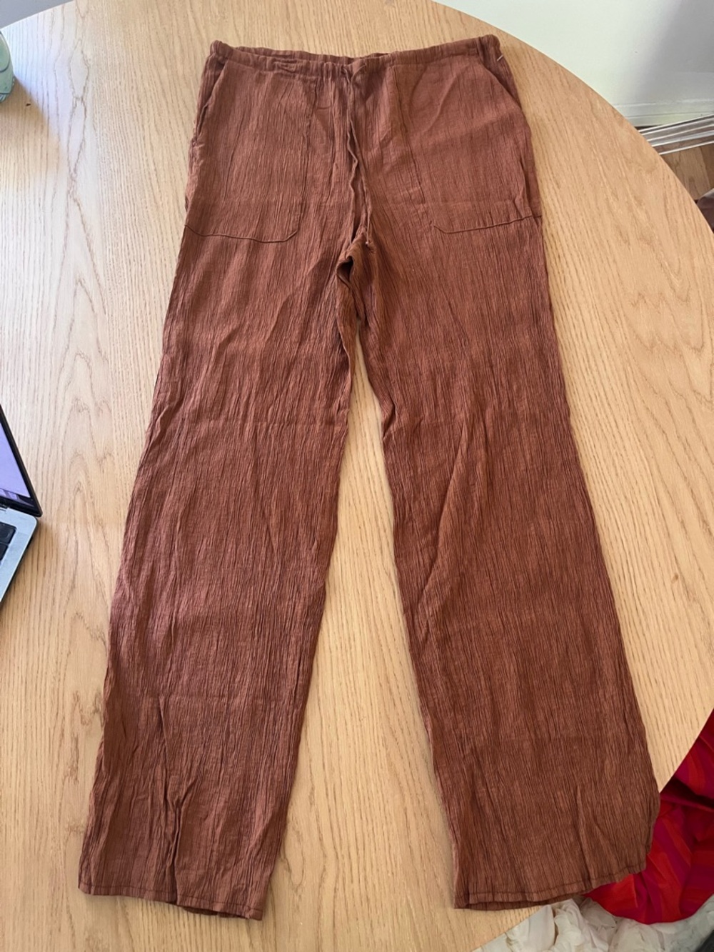 Zara Linen-Blend Chinos in Rust